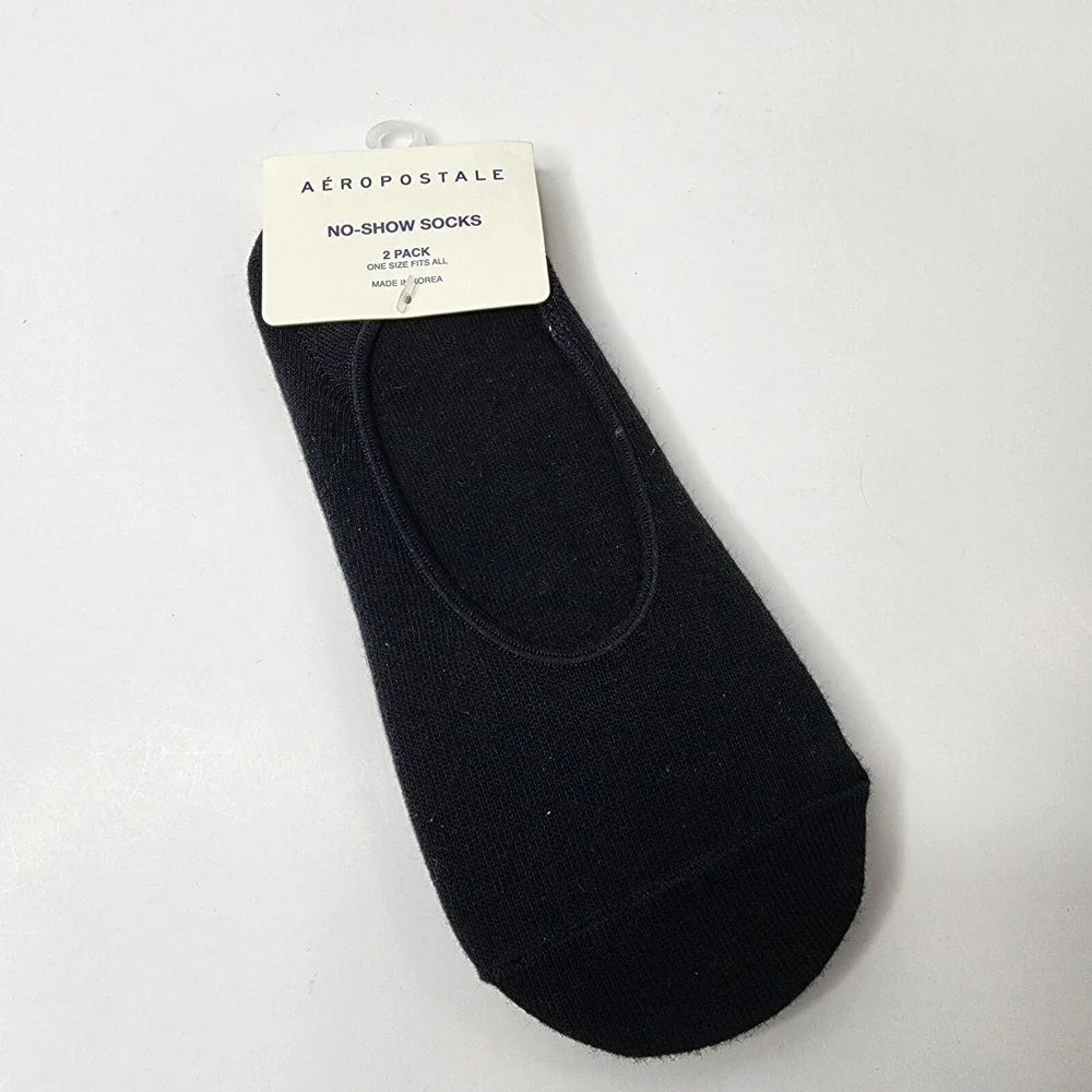 Aeropostale Womens 2 Pack Basic Lightweight No Show Socks Black One Size 9593